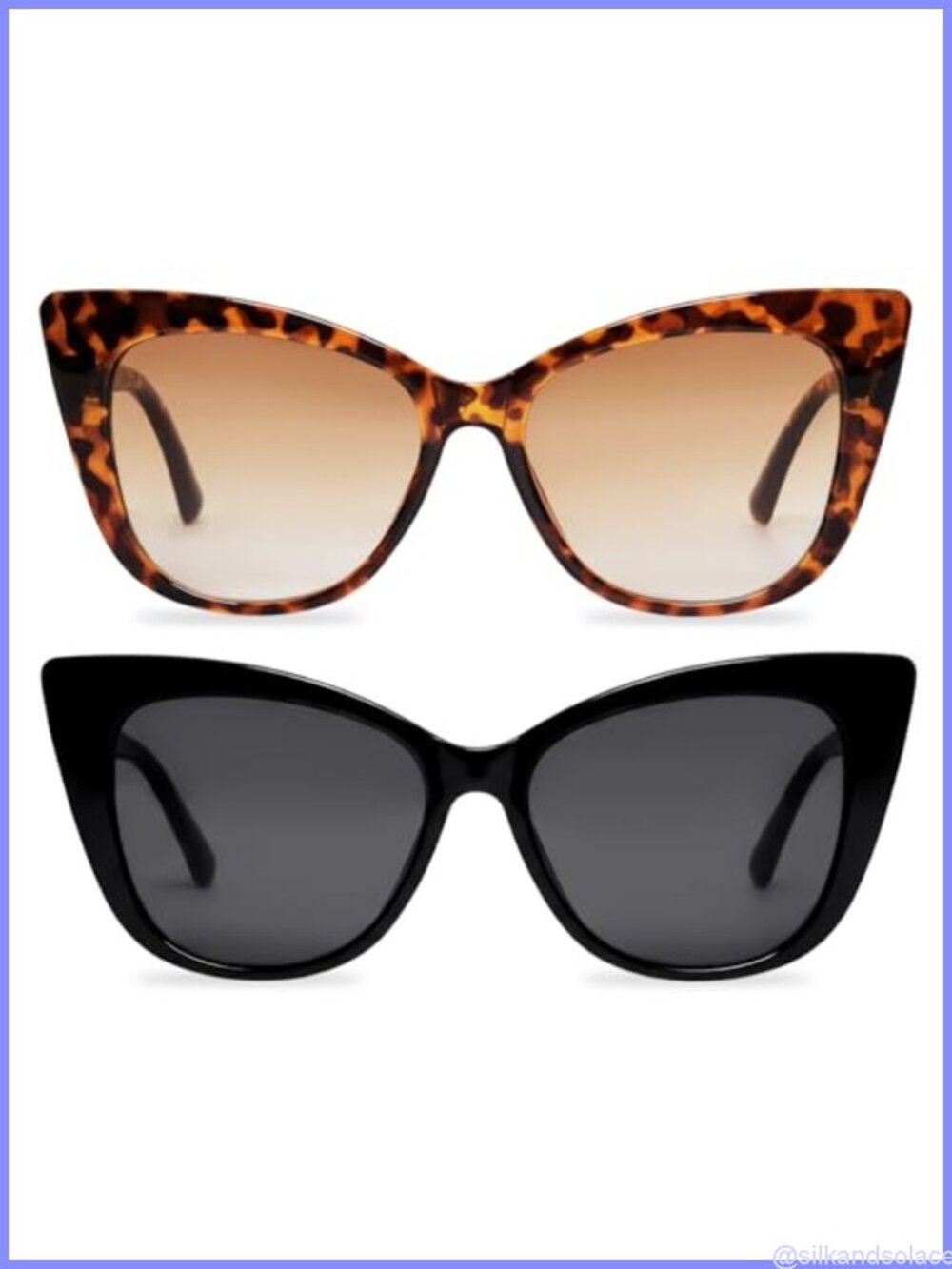 2 Pack Cat Eye Sunglasses Retro Vintage Square UV Protection Oversized